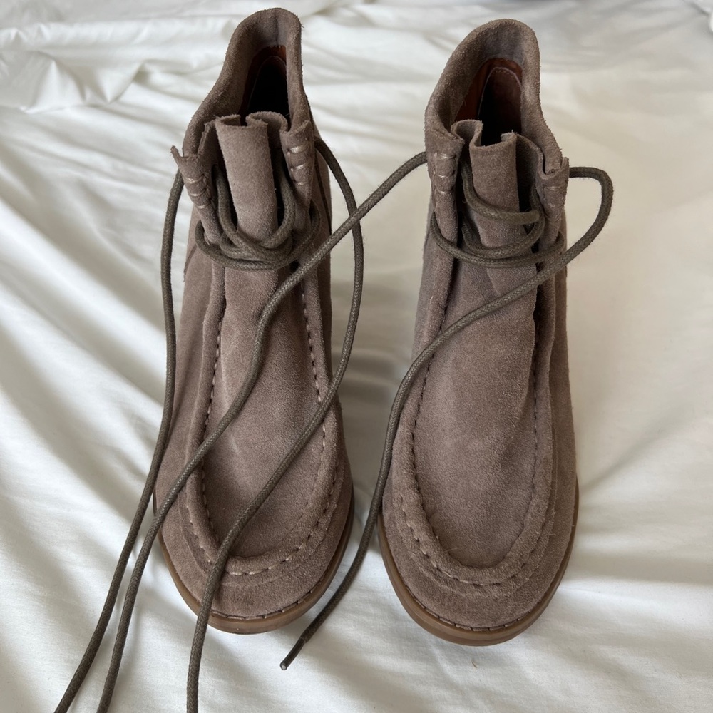 Lucky Brand Taupe Wedge Booties